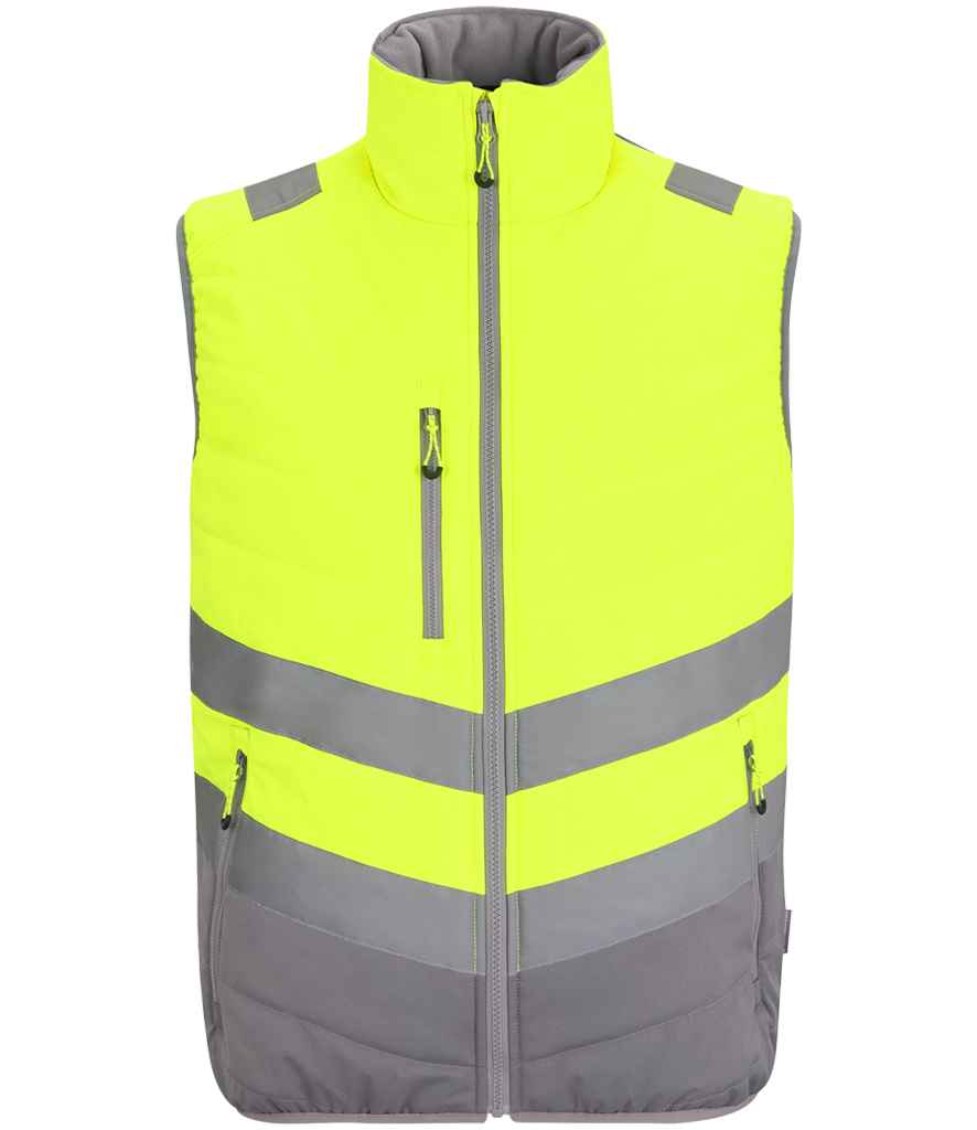 Regatta High Visibility Two Tone Thermal Baffle Bodywarmer | Yellow/Grey Gilet - Lancashire Teamwear