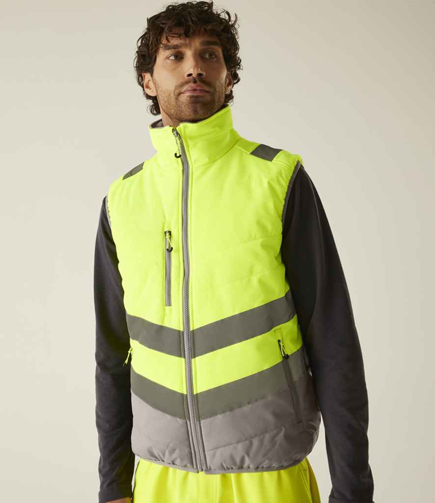 Regatta High Visibility Two Tone Thermal Baffle Bodywarmer | Yellow/Grey Gilet - Lancashire Teamwear