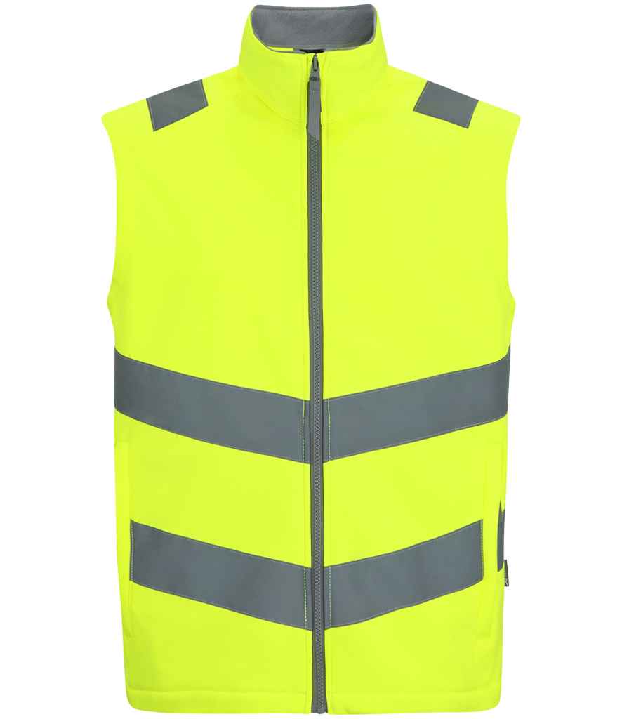 Regatta High Visibility Pro Contract Ablaze Soft Shell Bodywarmer | Yellow Gilet - Lancashire Teamwear