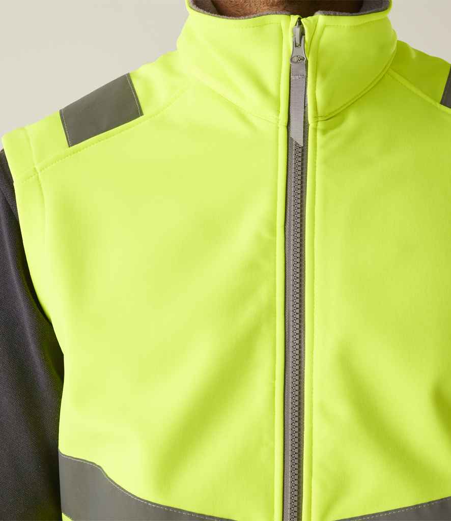 Regatta High Visibility Pro Contract Ablaze Soft Shell Bodywarmer | Yellow Gilet - Lancashire Teamwear