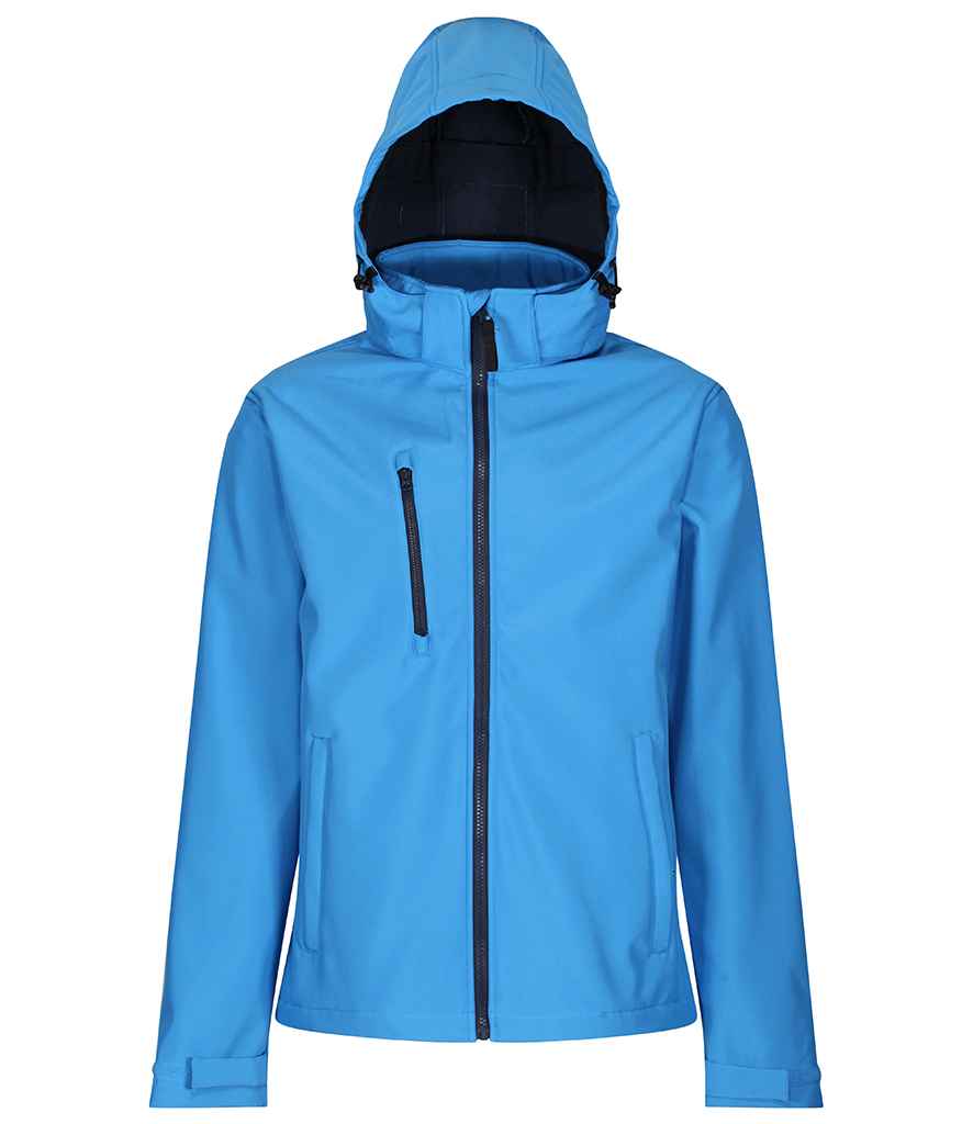 Regatta Venturer Three Layer Hooded Soft Shell Jacket French Blue/Navy