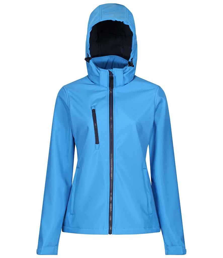 Regatta Ladies Venturer Three Layer Hooded Soft Shell Jacket French Blue/Navy
