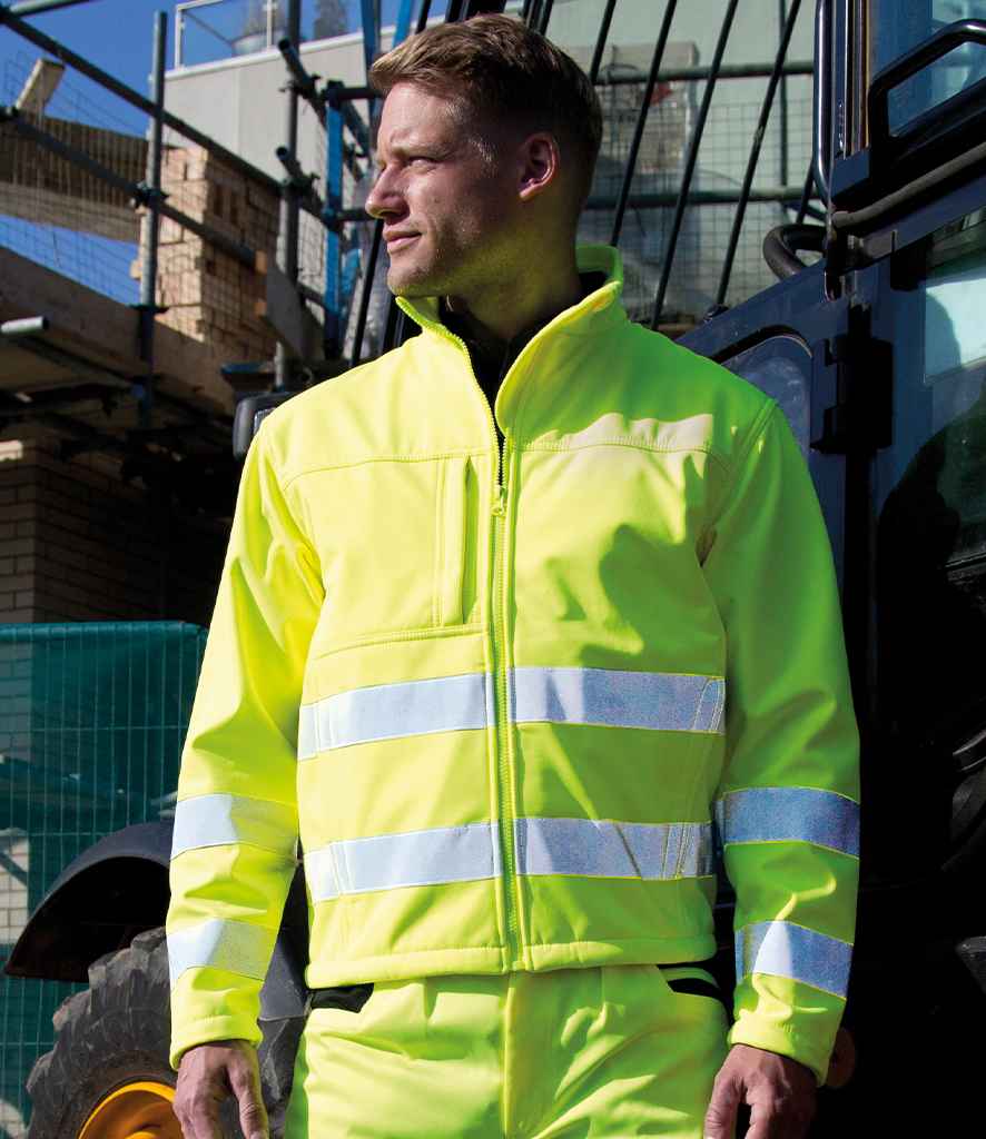 Result Safe-Guard Hi-Vis Soft Shell Jacket | Fluorescent Yellow - Lancashire Teamwear