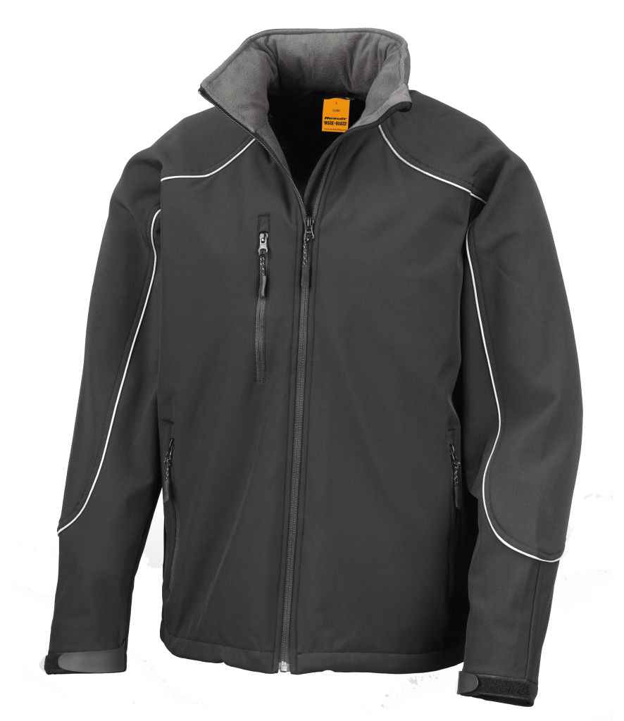 Result Work-Guard Hooded Soft Shell Jacket Black/Black