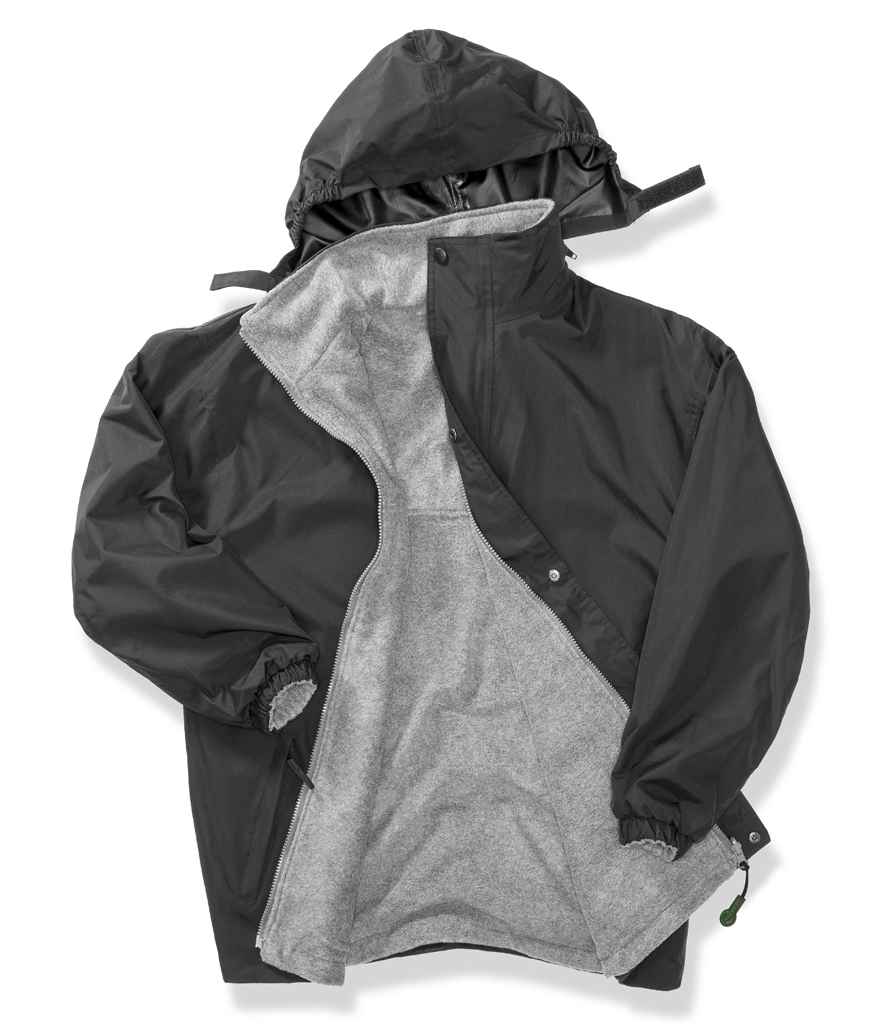 Result Fleece Lined StormDri 4000 Waterproof Jacket | Black/Grey - Lancashire Teamwear