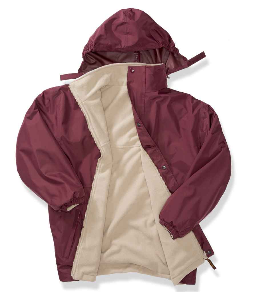 Result Fleece Lined StormDri 4000 Waterproof Jacket | Burgundy/Camel - Lancashire Teamwear