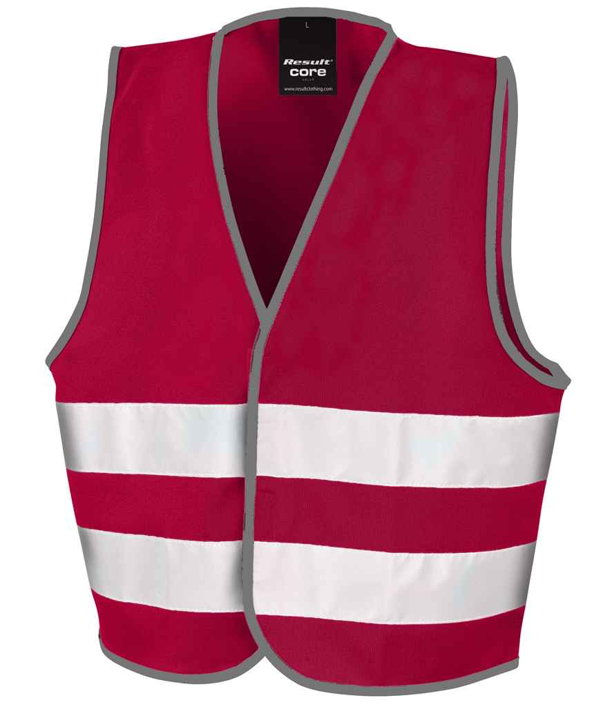 Result Core Kids Enhanced Vis Vest | Burgundy Waistcoat - Lancashire Teamwear