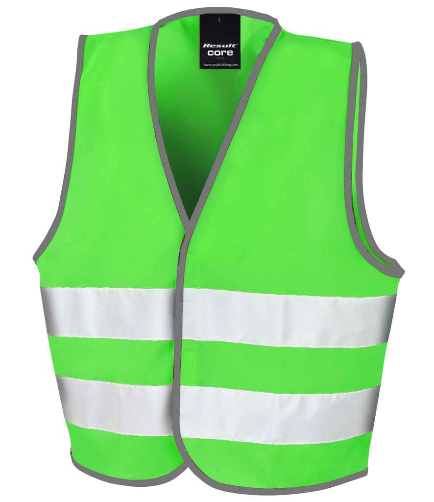 Result Core Kids Enhanced Vis Vest | Lime Green Waistcoat - Lancashire Teamwear