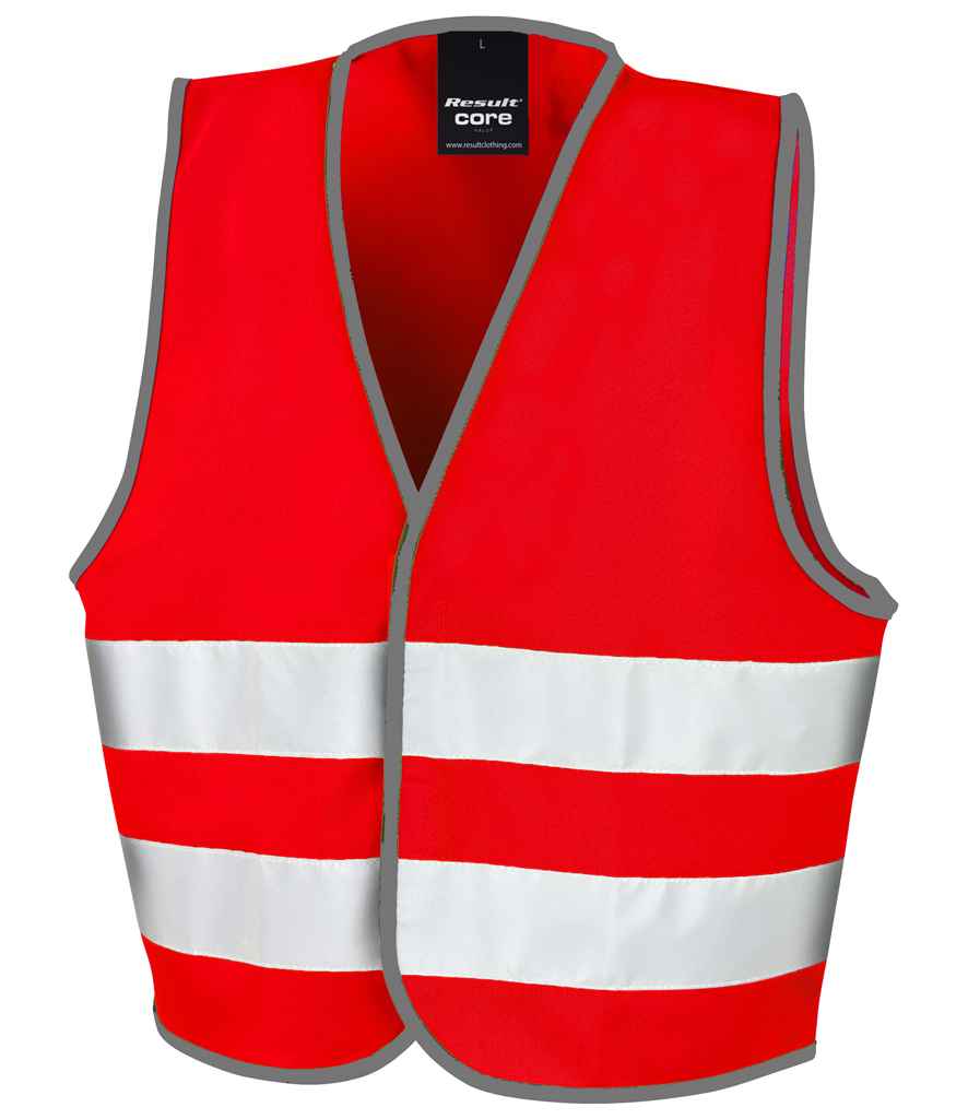 Result Core Kids Enhanced Vis Vest | Red Waistcoat - Lancashire Teamwear