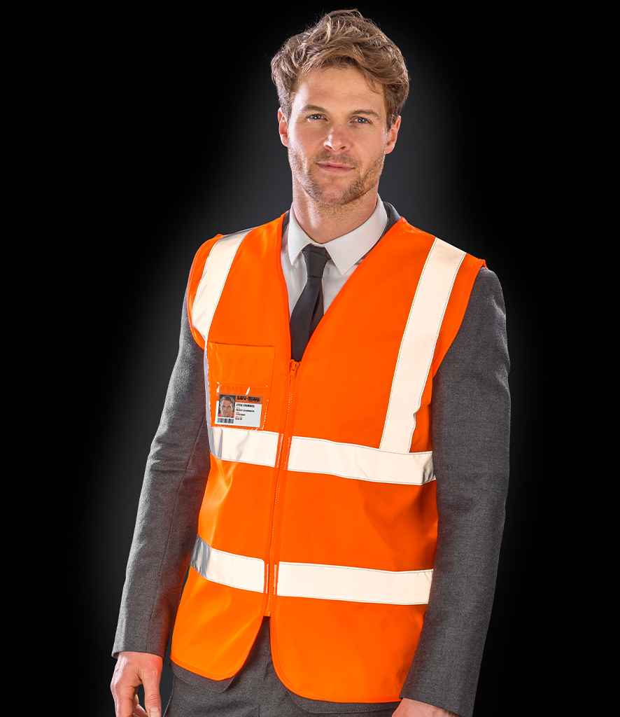 Result Core Zip ID Safety Tabard | Fluorescent Orange Waistcoat - Lancashire Teamwear