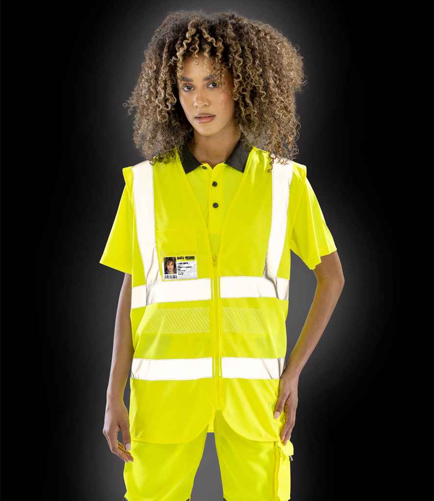 Result Core Zip ID Safety Tabard | Fluorescent Yellow Waistcoat - Lancashire Teamwear