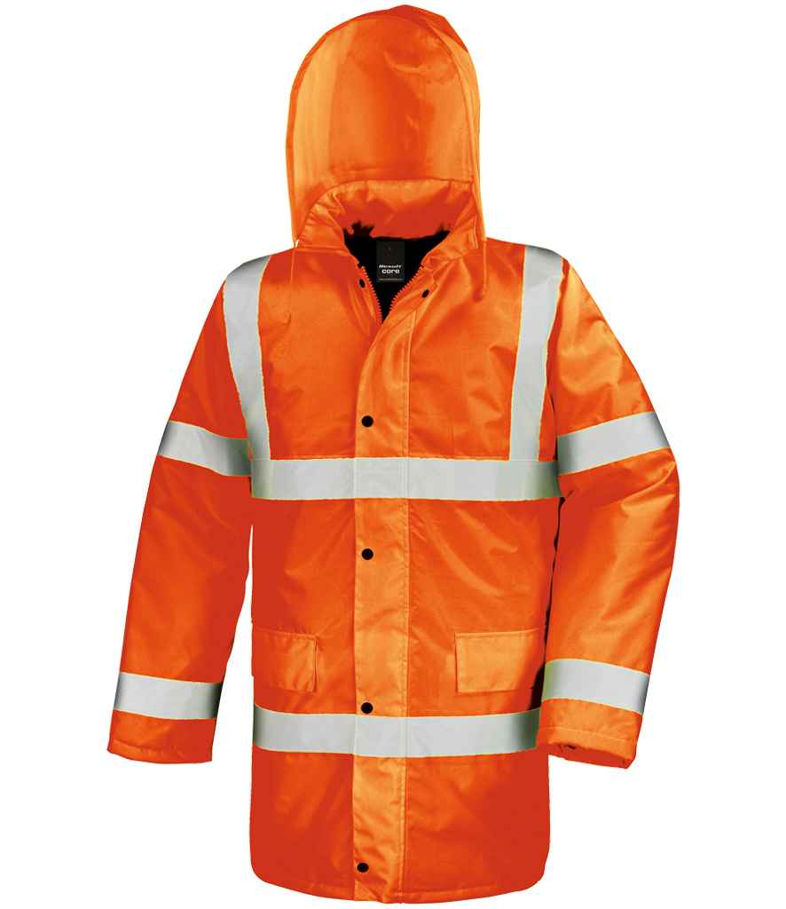 Result Core Hi-Vis Motorway Coat | Fluorescent Orange Jacket - Lancashire Teamwear
