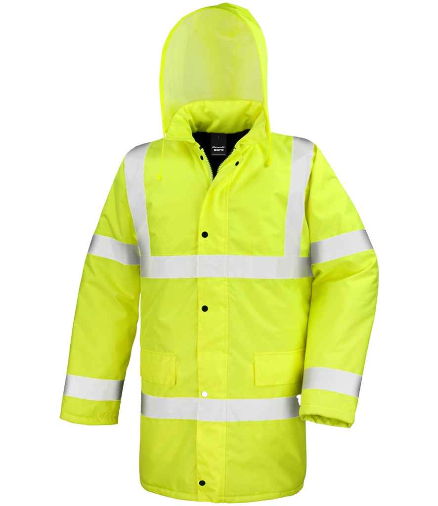 Result Core Hi-Vis Motorway Coat | Fluorescent Yellow Jacket - Lancashire Teamwear
