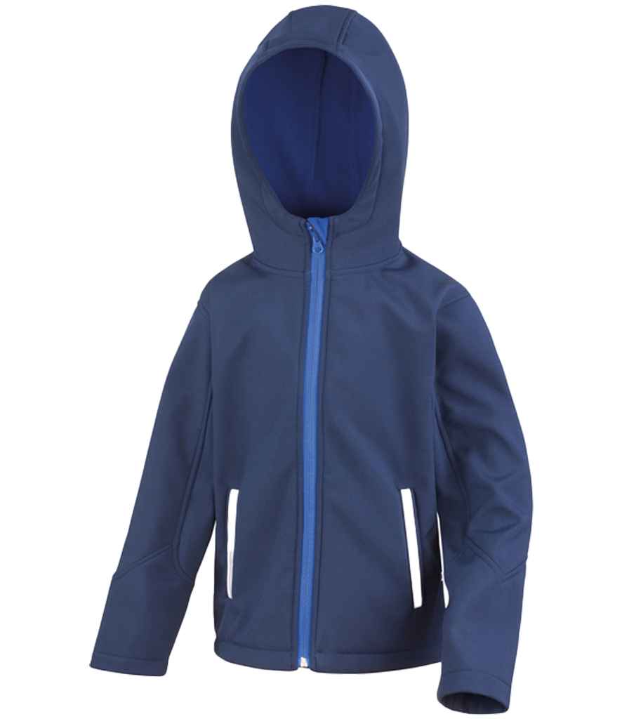 Result Core Kids TX Performance Hooded Soft Shell Jacket | Navy/Royal Blue - Lancashire Teamwear