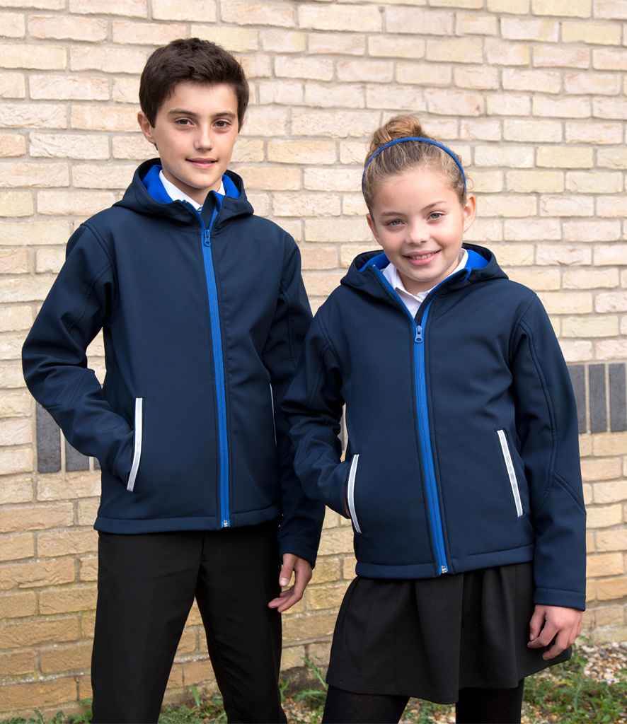 Result Core Kids TX Performance Hooded Soft Shell Jacket | Navy/Royal Blue - Lancashire Teamwear
