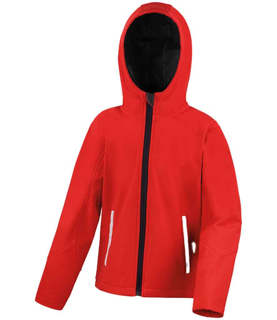 Result Core Kids TX Performance Hooded Soft Shell Jacket | Red/Black - Lancashire Teamwear