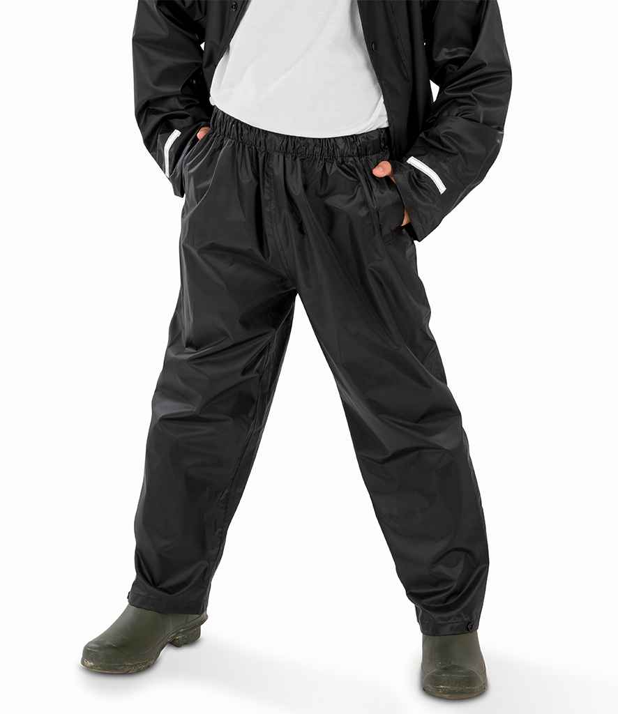 Result Core Kids Waterproof Overtrousers | Black - Lancashire Teamwear