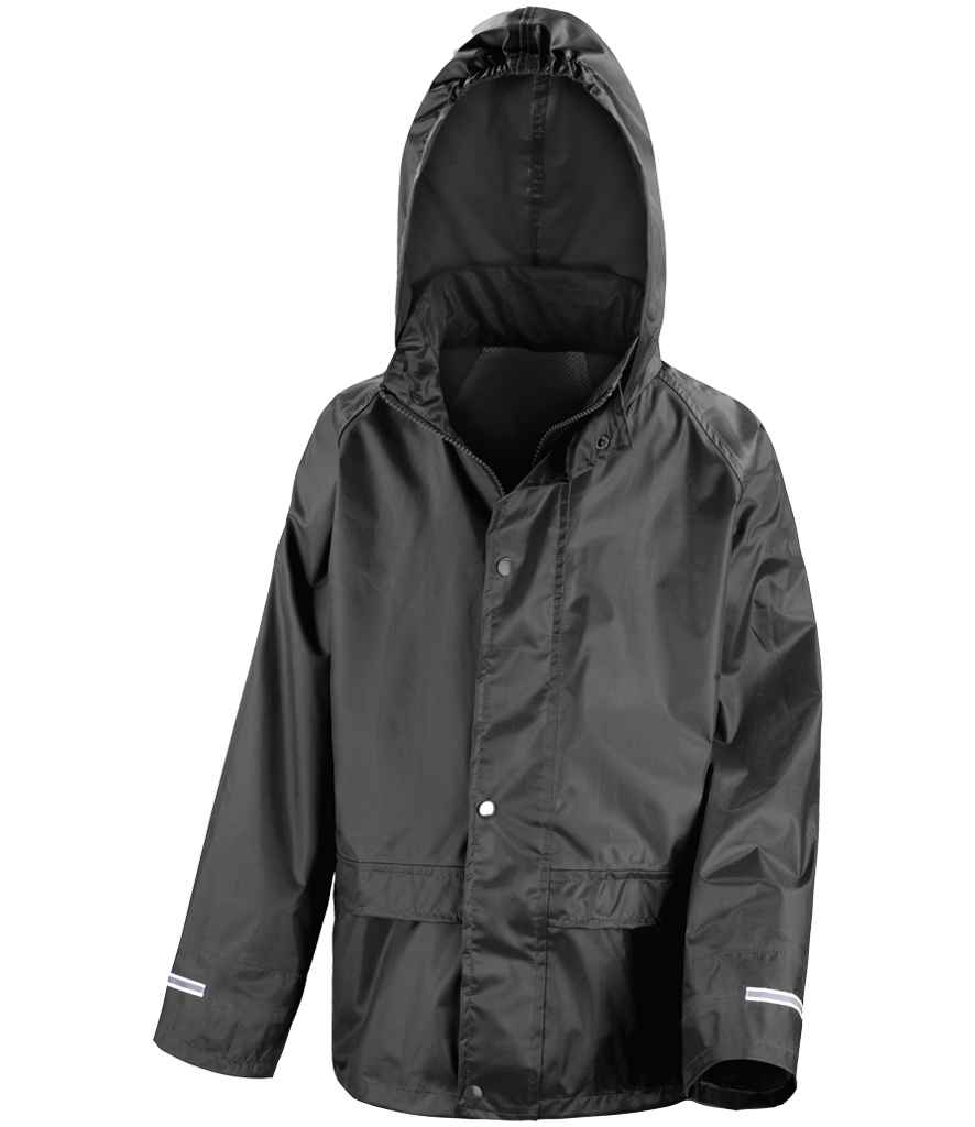 Result Core Kids Waterproof Over Jacket | Black - Lancashire Teamwear