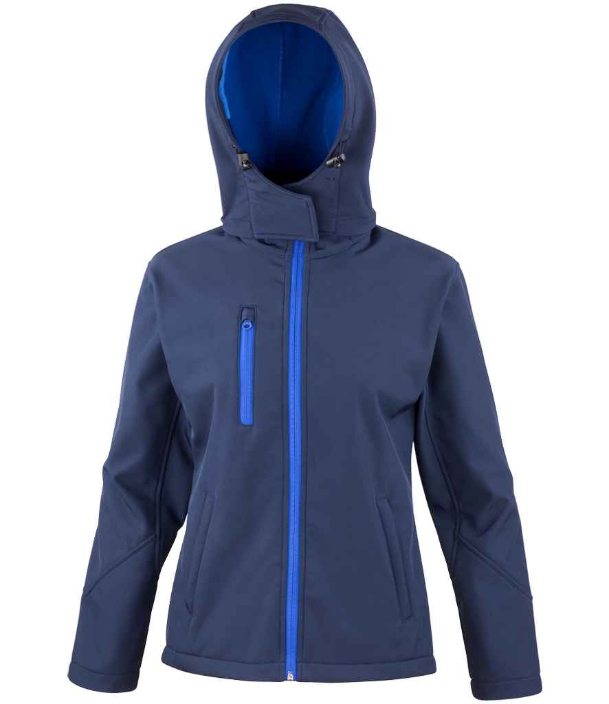 Result Core Ladies Hooded Soft Shell Jacket Navy/Royal Blue