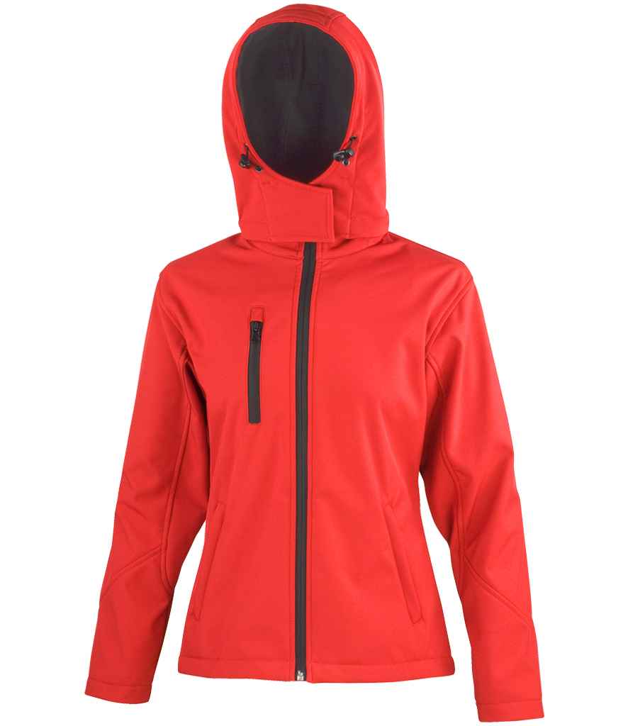 Result Core Ladies Hooded Soft Shell Jacket | Red/Black - Lancashire Teamwear