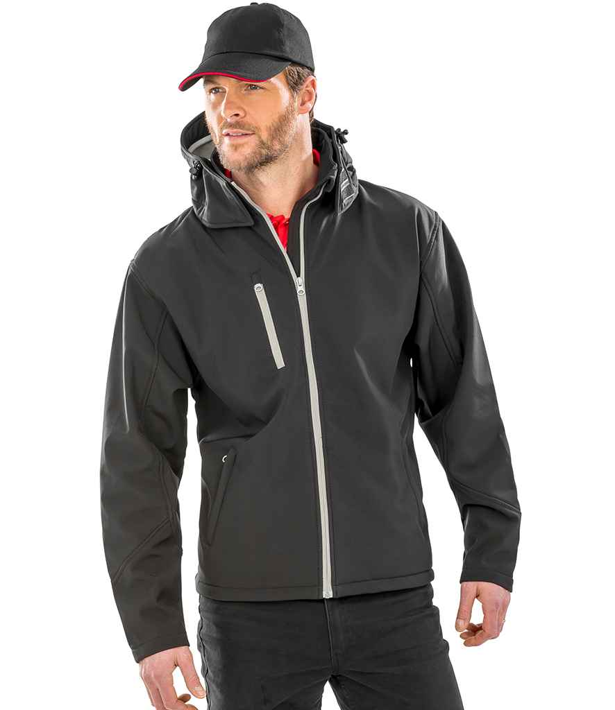 Result Core Hooded Soft Shell Jacket | Black/Grey - Lancashire Teamwear