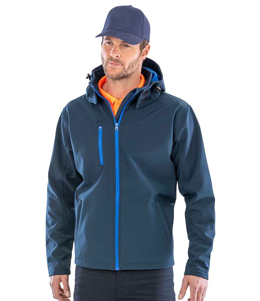 Result Core Hooded Soft Shell Jacket | Navy/Royal Blue - Lancashire Teamwear