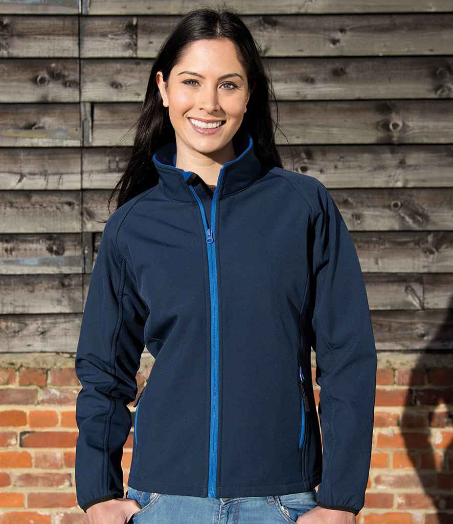Result Core Ladies Printable Soft Shell Jacket | Navy/Royal Blue - Lancashire Teamwear