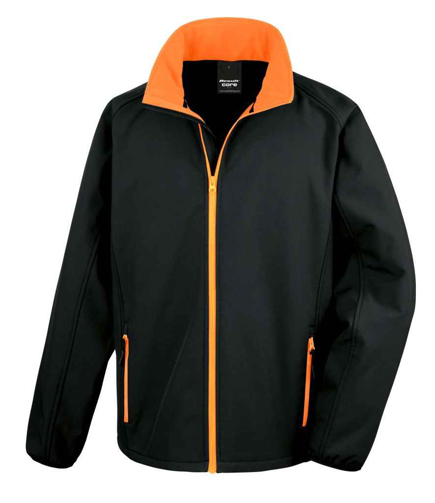 Result Core Printable Soft Shell Jacket | Black/Orange - Lancashire Teamwear