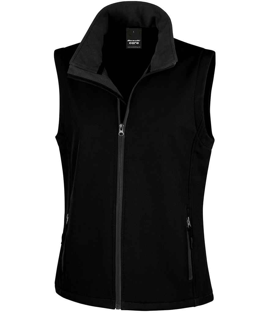 Result Core Ladies Printable Soft Shell Bodywarmer | Black/Black Gilet - Lancashire Teamwear