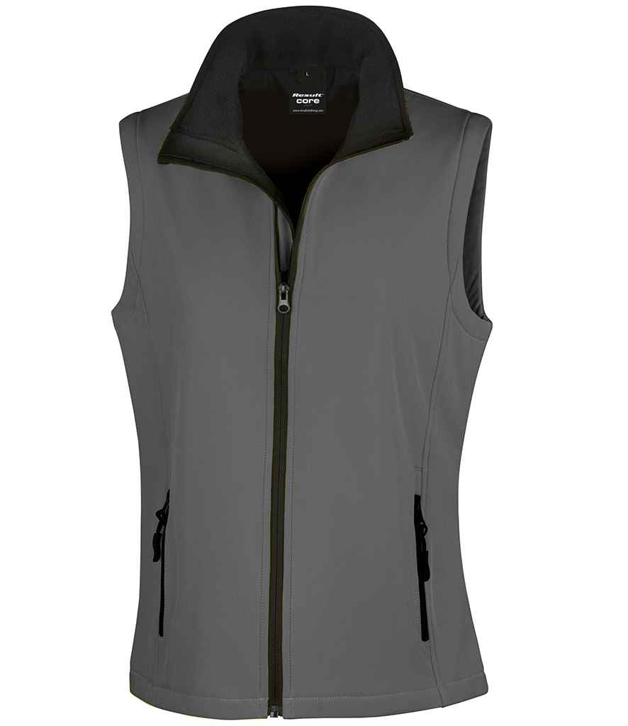 Result Core Ladies Printable Soft Shell Bodywarmer | Charcoal/Black Gilet - Lancashire Teamwear