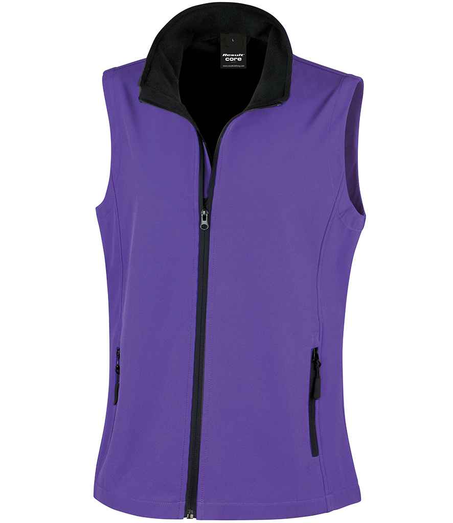 Result Core Ladies Printable Soft Shell Bodywarmer | Purple/Black Gilet - Lancashire Teamwear