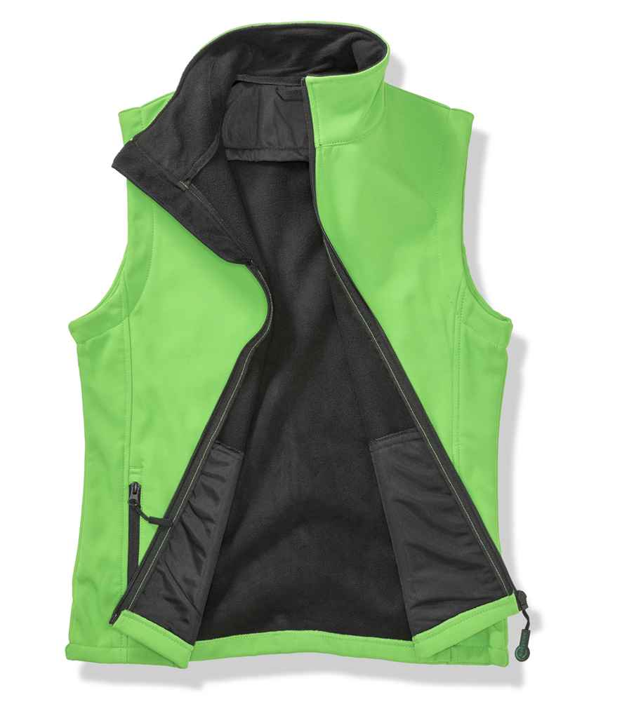 Result Core Ladies Printable Soft Shell Bodywarmer | Vivid Green/Black Gilet - Lancashire Teamwear