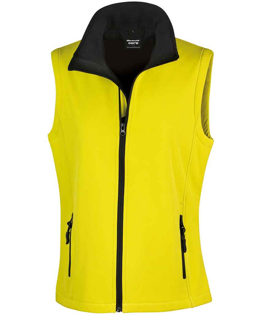 Result Core Ladies Printable Soft Shell Bodywarmer | Yellow/Black Gilet - Lancashire Teamwear