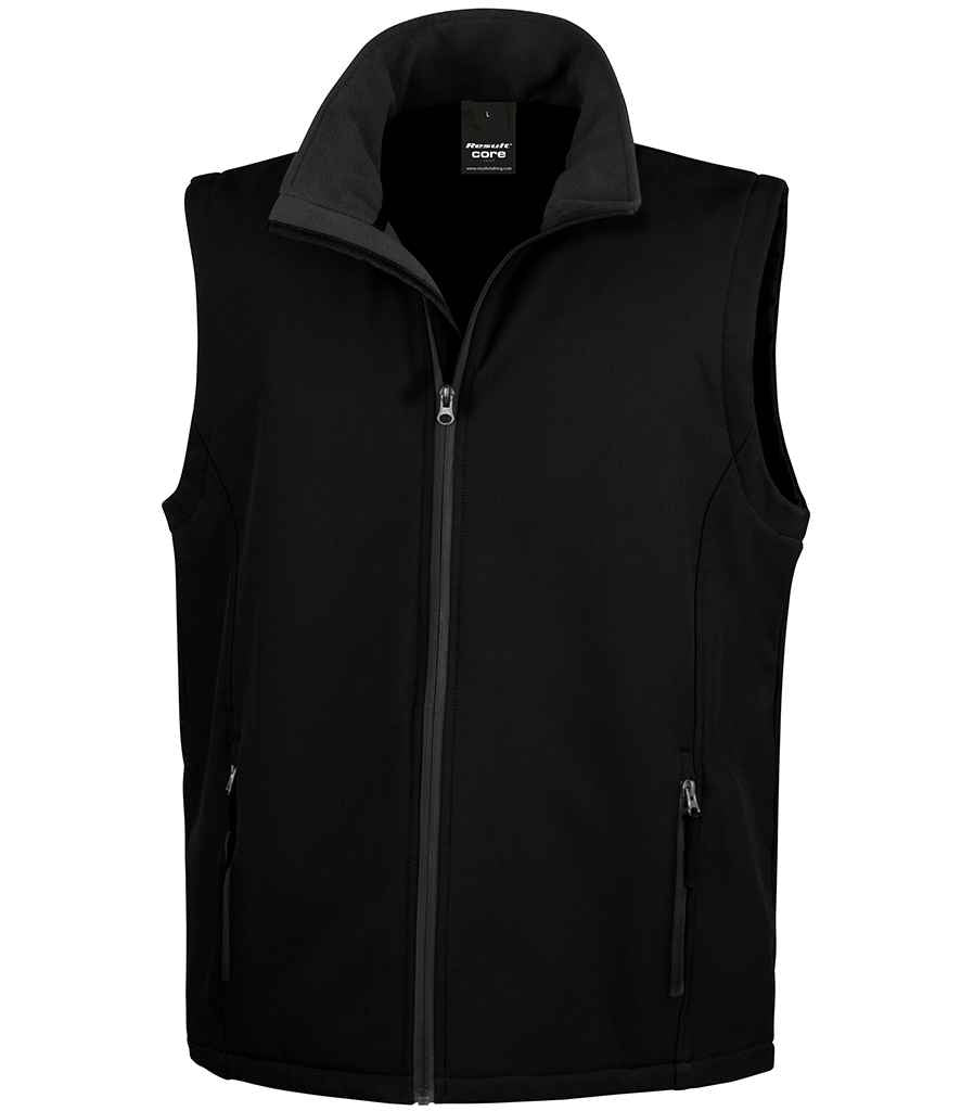 Result Core Printable Soft Shell Bodywarmer | Black/Black Gilet - Lancashire Teamwear