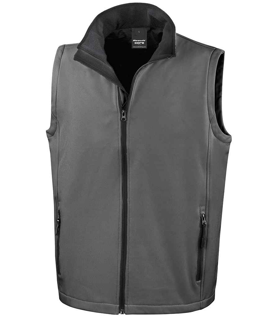 Result Core Printable Soft Shell Bodywarmer | Charcoal/Black Gilet - Lancashire Teamwear