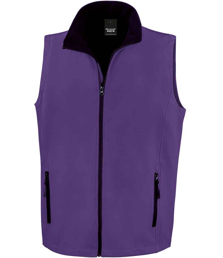 Result Core Printable Soft Shell Bodywarmer | Purple/Black Gilet - Lancashire Teamwear