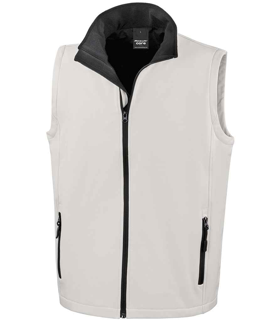 Result Core Printable Soft Shell Bodywarmer | White/Black Gilet - Lancashire Teamwear