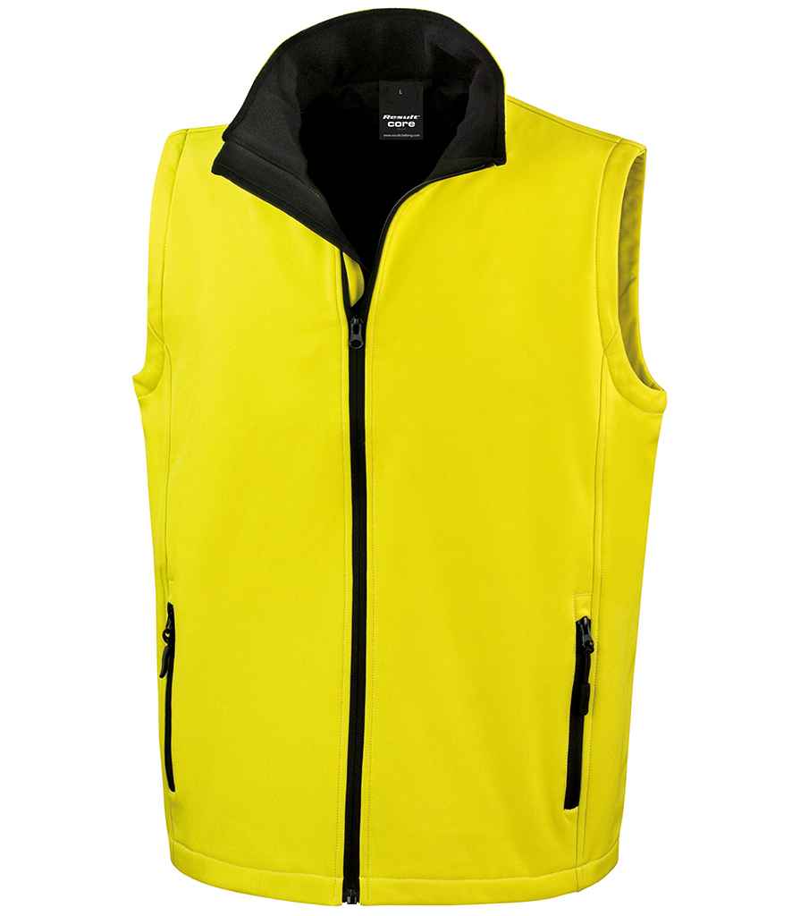 Result Core Printable Soft Shell Bodywarmer | Yellow/Black Gilet - Lancashire Teamwear
