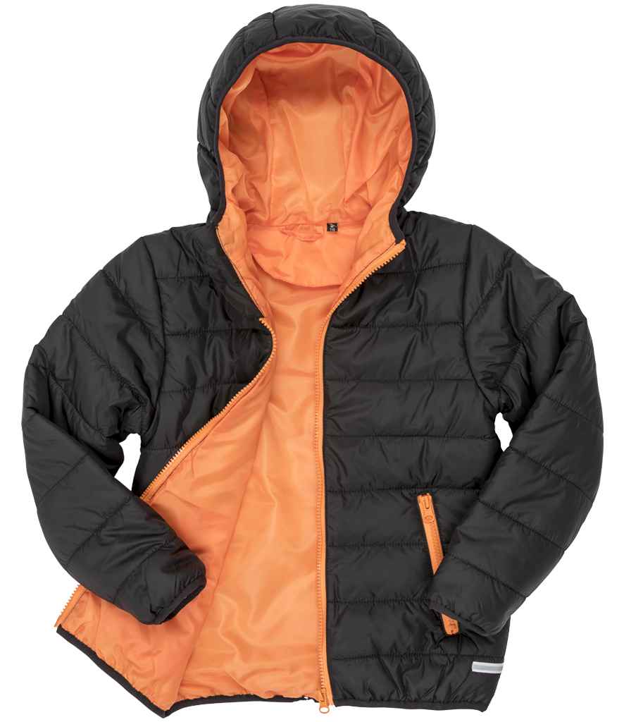 Result Core Kids Padded Jacket | Black/Orange - Lancashire Teamwear