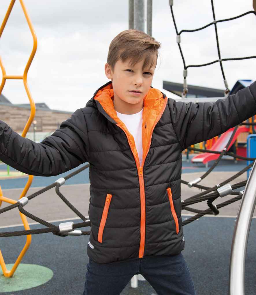 Result Core Kids Padded Jacket | Black/Orange - Lancashire Teamwear