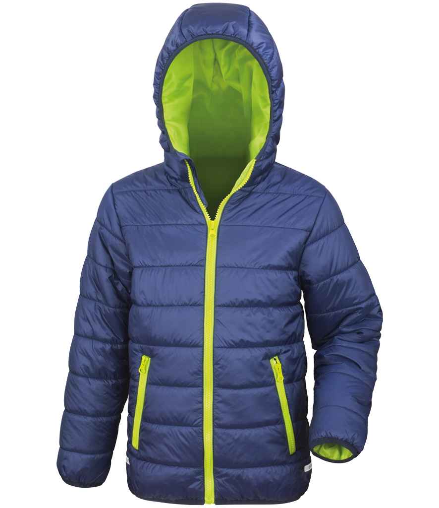 Result Core Kids Padded Jacket | Navy/Lime Green - Lancashire Teamwear