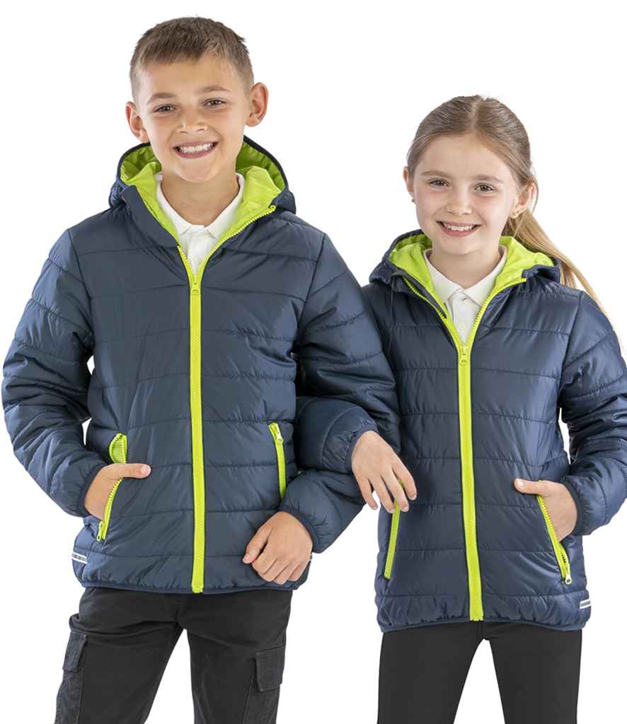 Result Core Kids Padded Jacket | Navy/Lime Green - Lancashire Teamwear