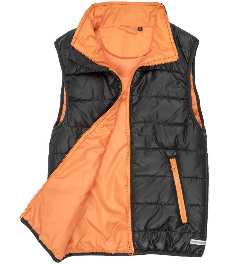 Result Core Kids Padded Bodywarmer | Black/Orange Gilet - Lancashire Teamwear