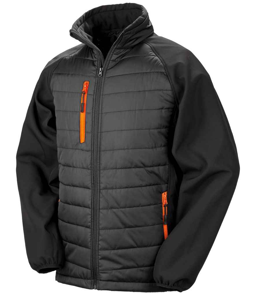 Result Genuine Recycled Compass Padded Jacket | Black/Orange - Lancashire Teamwear