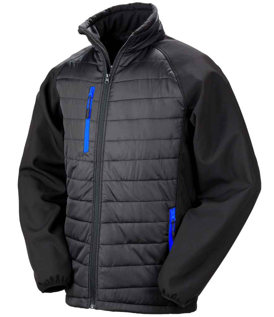 Result Genuine Recycled Compass Padded Jacket | Black/Royal Blue - Lancashire Teamwear