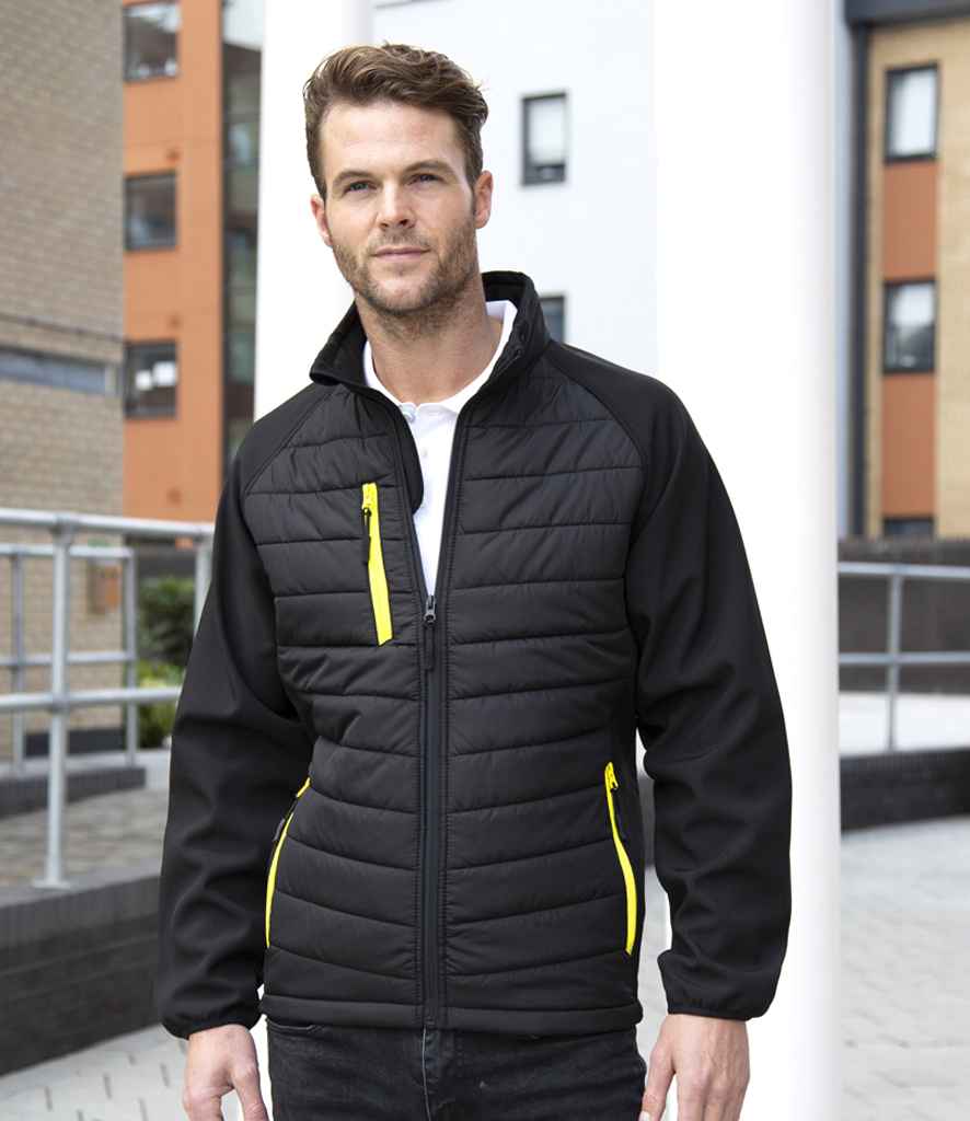 Result Genuine Recycled Compass Padded Jacket | Black/Yellow - Lancashire Teamwear
