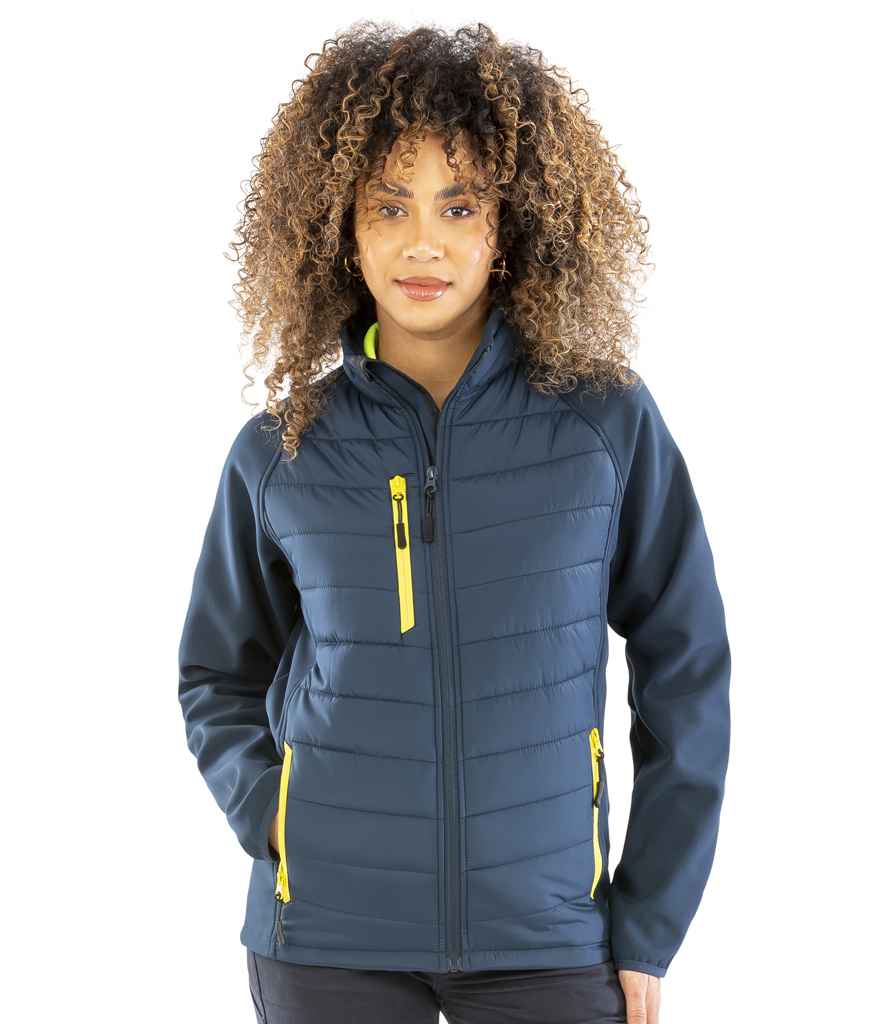 Result Genuine Recycled Compass Padded Jacket | Navy/Yellow - Lancashire Teamwear