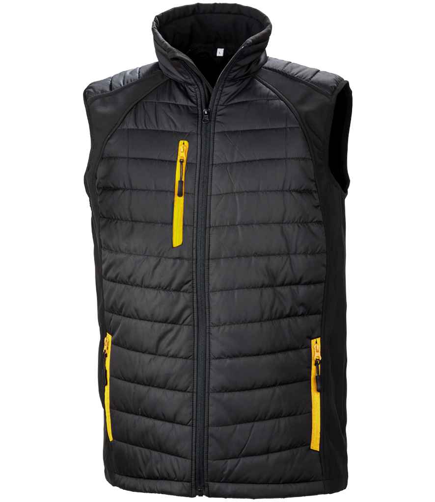 Result Genuine Recycled Compass Padded Gilet | Black/Yellow - Lancashire Teamwear