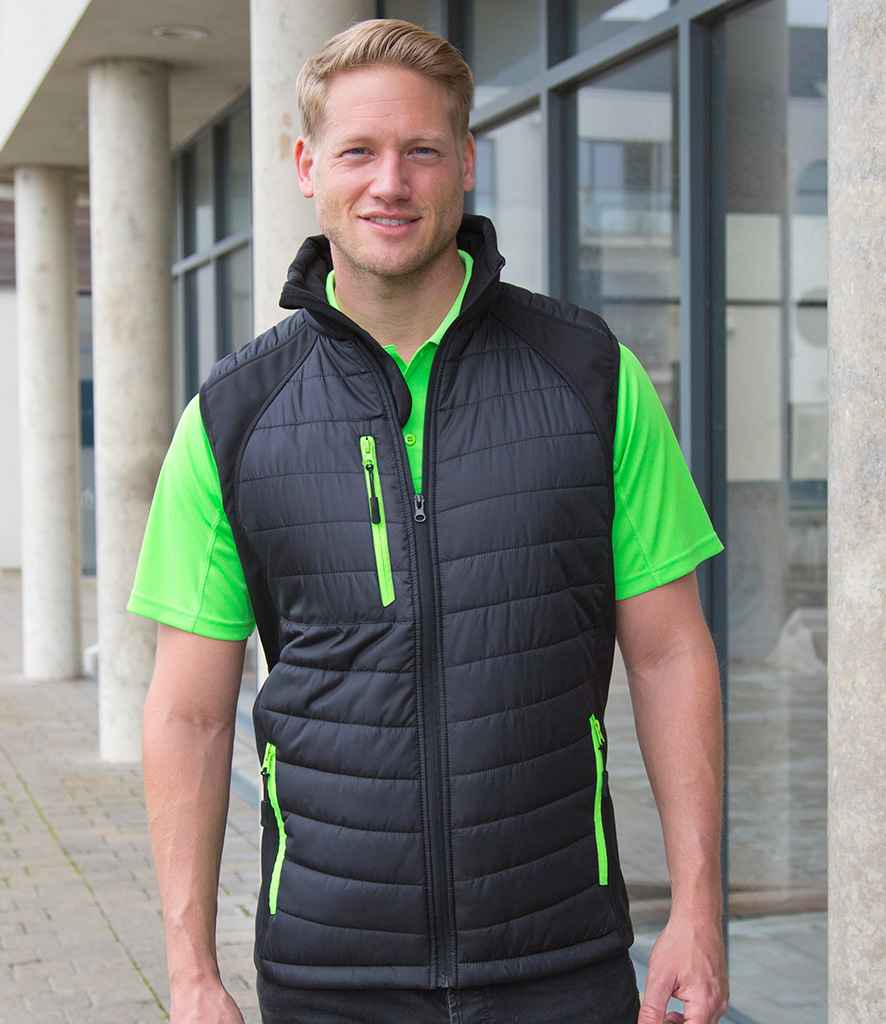 Result Genuine Recycled Compass Padded Gilet | Black/Lime Green - Lancashire Teamwear