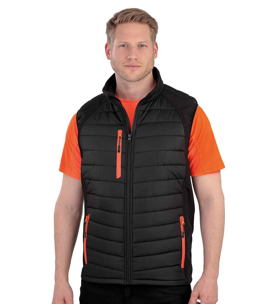 Result Genuine Recycled Compass Padded Gilet | Black/Orange - Lancashire Teamwear